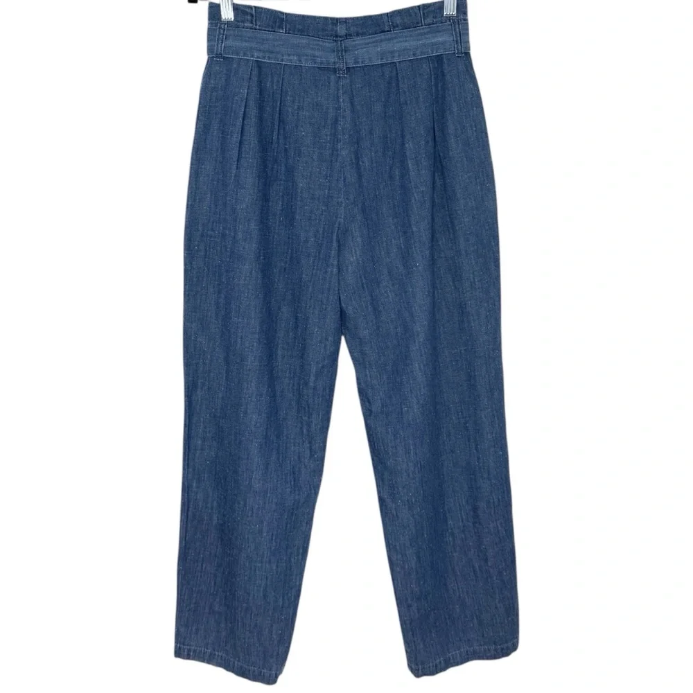 J. Crew Chambray Paper Bag Waist Ankle Pants Size 4 NEW - Picture 3 of 13